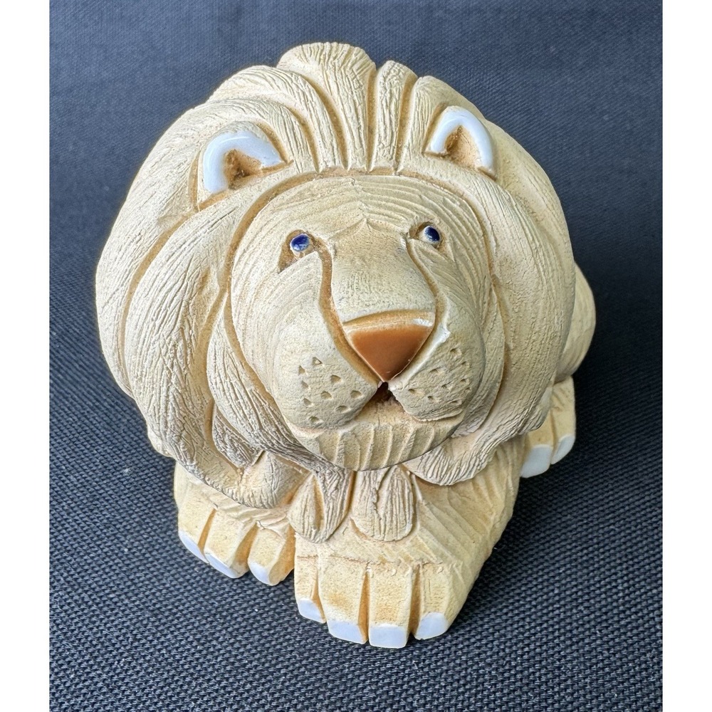 Vintage 70's Artesania Rinconada Carved 3" Lion Figurine Art Pottery Signed